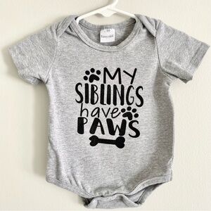 Gray Siblings Dog-Themed Baby Onesie